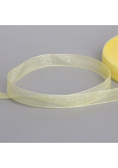 Sarı 50 Yards/rulo Dıy Organze Kurdele Hediye Paketleme 12mm Parti Düğün Dekorasyon Kumaşı