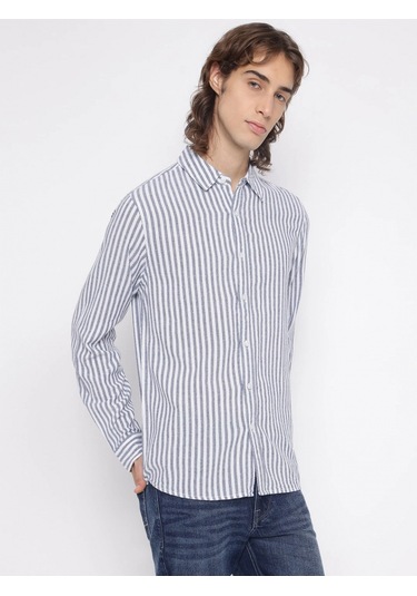 Guess Parker Erkek Mavi Keten Karışımlı Gömlek M5yh16whc20-f7ıx Mavi