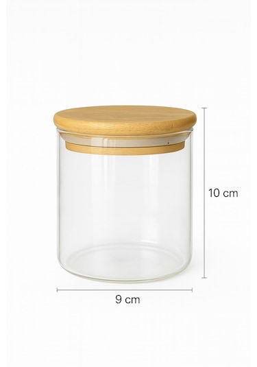 Borosilikat Baharatlık 500 Ml 6 Adet - 90 Mm X 100 Mm -bambu Kapaklı-sızdırmaz Silikonlu Beyaz