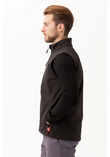 Softshell Erkek Yelek Kışlık İş Güvenliği Salina Günlük Kullanıma Uygun Konforlu Kesim Fermuarlı Siyah