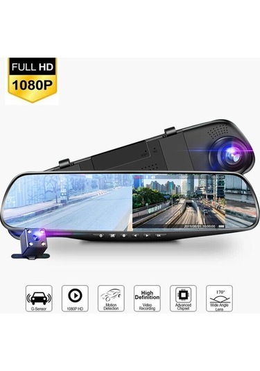 Trendooze Springsun 4.3 1080p Çift Lensli Araba Otomatik Dvr Dash Cam Video Kamera Kaydedici Dikiz Aynası Bf