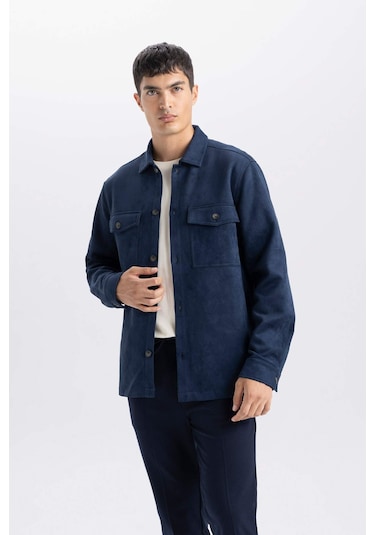 DeFacto Regular Fit Polo Yaka Süet Gömlek Ceket D3379AX25SPNV256
