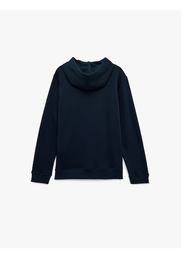 Koton Şardonlu Uzun Kollu Basic Kapşonlu Sweatshirt Lacivert 6wam70015mk Lacivert