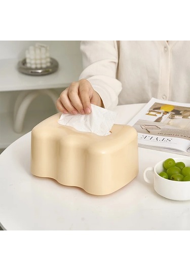 Bej-iskandinav Dekoratif Doku Kutusu Ev Yurt Banyo Kağıt Tutucu Sevimli Sehpa Başucu Peçete Doku Dispenseri Bahar İle