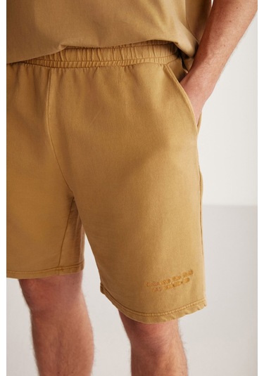 GRIMELANGE Jeffrey Erkek 2 Li Set Oversize Soluk Efektli Nakışlı Haki Alt-üst Takım Haki