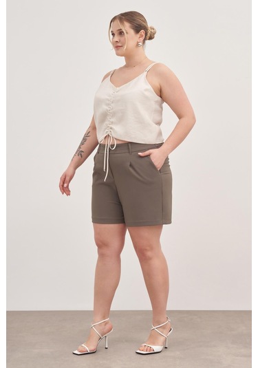 İp Askılı Önü Büzgülü Top-1800 Bej