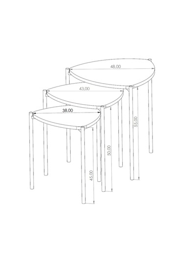 Sehpol Jasmin Zigon Sehpa 3'lü Siyah