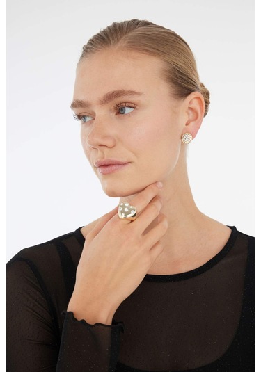 DeFacto Afra x DeFacto Beyaz Kalp Desenli Yüzük E3042AXNSGD1