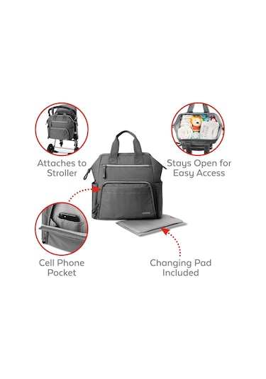 Skip-Hop Mainframe Bebek Bakım Sırt Çantası 9J639110 Gri