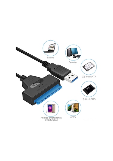Skycity Usb C/usb 3.0/usb 2.0'dan Sata'ya Dönüştürücü Kablosu - 2.5 İnç Hdd/ssd Desteği, 6gbps Hız, Bakır Çekirdekli, Siyah
