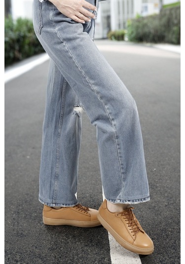 Gönderi R Açık Taba Bağcıklı Termo Taban Hakiki Deri Sneaker Taba