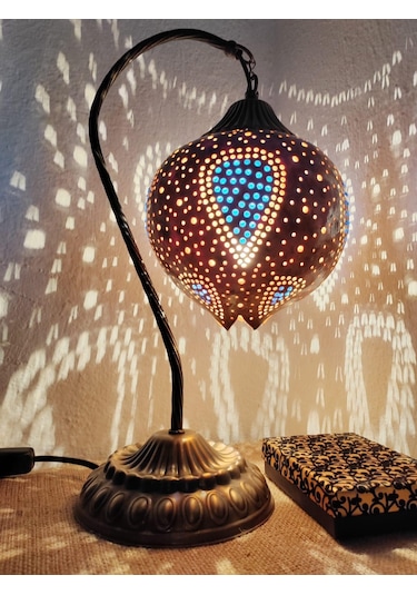 Damla Desenli Dekoratif Su Kabağı Lamba Eskitme