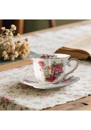 Suntek Kadınlar İçin Seramik Kahve Kupası 200 Ml Çiçek Çok Renkli