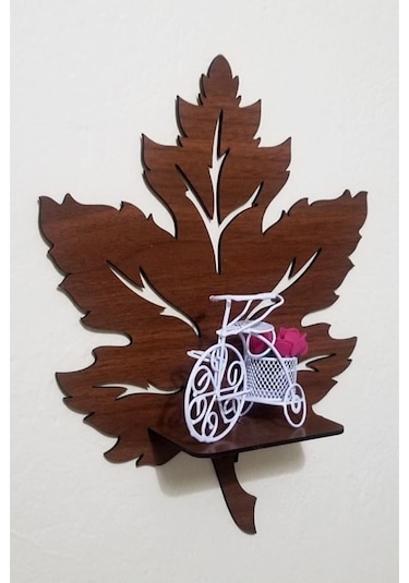 Alshop Ahşap Yaprak Duvar Süsü Dekoru Rafı Mumluk Aplik Tablo 3'lü