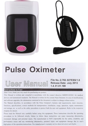 Sones Ab-80 Hassas Parmak Nabız Oksimetresi Kan Oksijen Monitörü Pembe