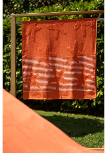 Menderes Home Cotton Collection Bukle Plaj Havlusu Yıldız Orange