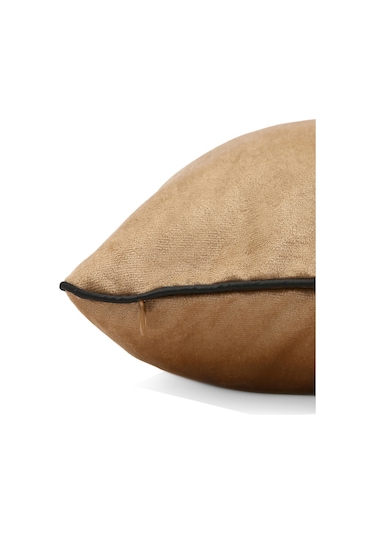 Biyeli Kırlent Yastık Kılıfı Açık Kahve 45x45