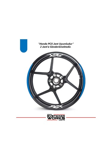 Honda Pcx Motosiklet Jant Şeridi Sticker Set Ay Modeli Mavi