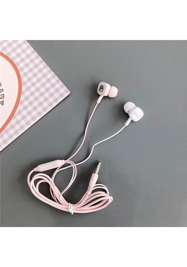 Evrensel Sevimli Karikatür Kulakiçi Bas Saklama Kutusu İle Kulak İçi Kablolu Mikrofon Kulaklık