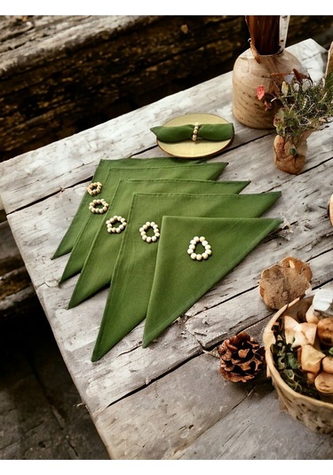 Dnc Home Tekstil Ndchome Premium Haki Yeşil 6lı Peçete Takımı Toka Hediyeli 40x40