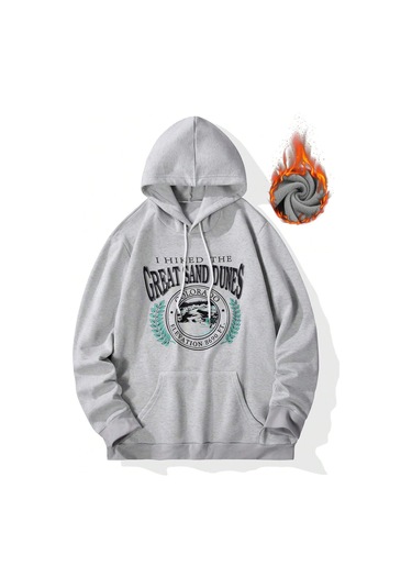 Unisex Kadın/erkek Harajuka Sokakt Yazılı Grafik Sweat Gri-17208 Gri