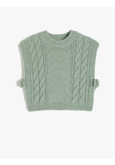 Koton Bisiklet Yaka Örgü Detaylı Basic Triko Süveter Yeşil 5wkg90110at Yeşil