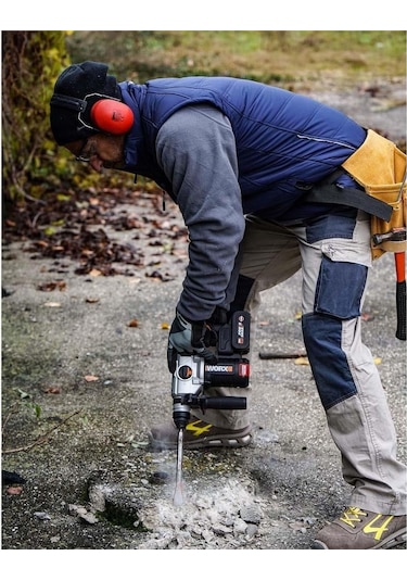 Worx WX380.9C 20Volt 2.0Ah. 2.2J Li-ion Tek Akülü Şarjlı Profesyonel Sds-Plus Pnömatik Kırıcı/Delici