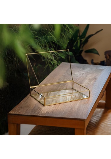 Cam Kutu Pirinç & Gold 50x40x5cm