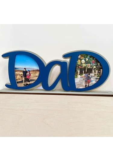 Hfambition Baba Günü İçin Ahşap Dad Fotoğraf Çerçevesi - 38x10.8x5cm, 2 Fotoğraf Yeri, Dayanıklı Ve Şık Tasarım