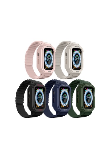 Apple Watch 7 45mm Kd-142 Airbag Tasarımlı Kasa Koruyuculu Silikon Kordon