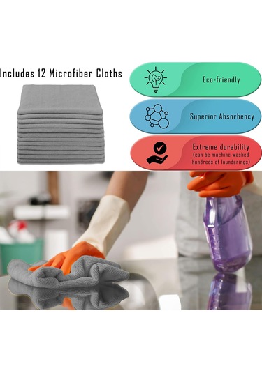 Kosona Üstün Emici Mikrofiber Temizlik Bezi - Ev Ve Mutfak İçin Kireç Ve Yağ Tutmayan, Yıkama Ve Kurutma Cloth 12 Adet