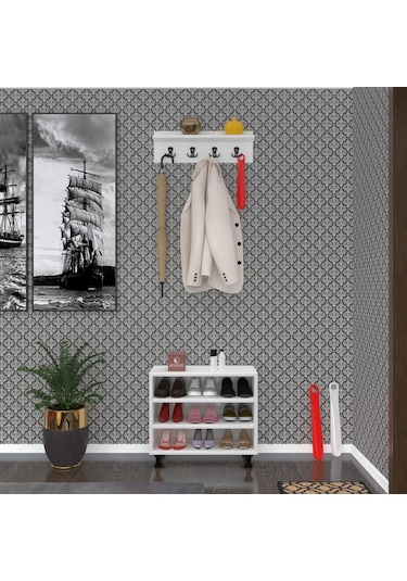 Kenzlife Portmanto Ayakkabılık Ve Askılık Kalçın3 Crdbyz 53 060 32 Dokuz Çift Ayakkabı Kapasitesi Ahşap