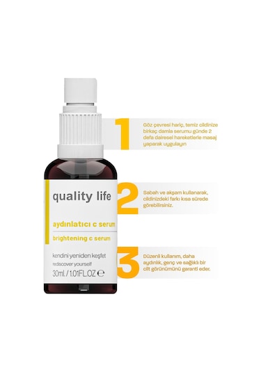 Quality Life Aydınlatıcı ve Cilt Tonu Eşitleyici Vitamin C Serum 30 ML