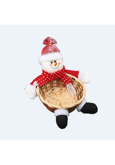 Noel Bebek Bambu Sepeti Süs Şeker Sepeti 23 19-kardan Adam Tarzı