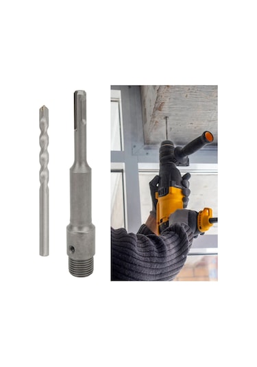 Youmex 155mm Gümüş Elektrikli Kabuk Matkap Sapı, Yüksek Karbon Çelik, Beton Delici Açıcı, Darbeli Matkap Ve Elektrikli Çekiç Bağlantısı, Tam Set Bağlantı Çubuğu, Matkap Ucu, Hex Anahtar, Somun