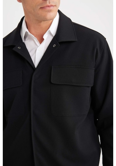 DeFacto Relax Fit Polo Yaka Çıtçıtlı Cepli Gömlek Ceket D7281AX25SPBK81 DeFacto Relax Fit Polo Yaka Çıtçıtlı Cepli Gömlek Ceket D7281AX25SPBK81