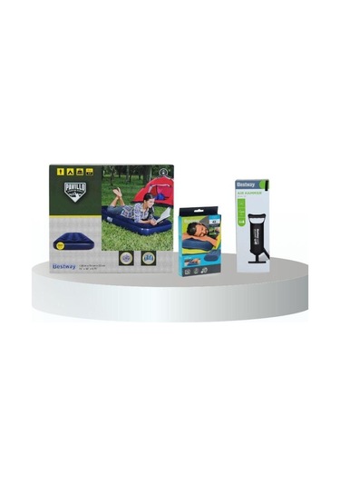 Bestway Tek Kişilik Tek Katlı Şişme Yatak,şişme Yastık Ve Pompa 185x76cm Full Set 67000 Lacivert