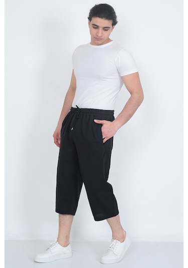 Lukitus Battal Büyük Beden Kapri Erkek Eşofman Altı Siyah