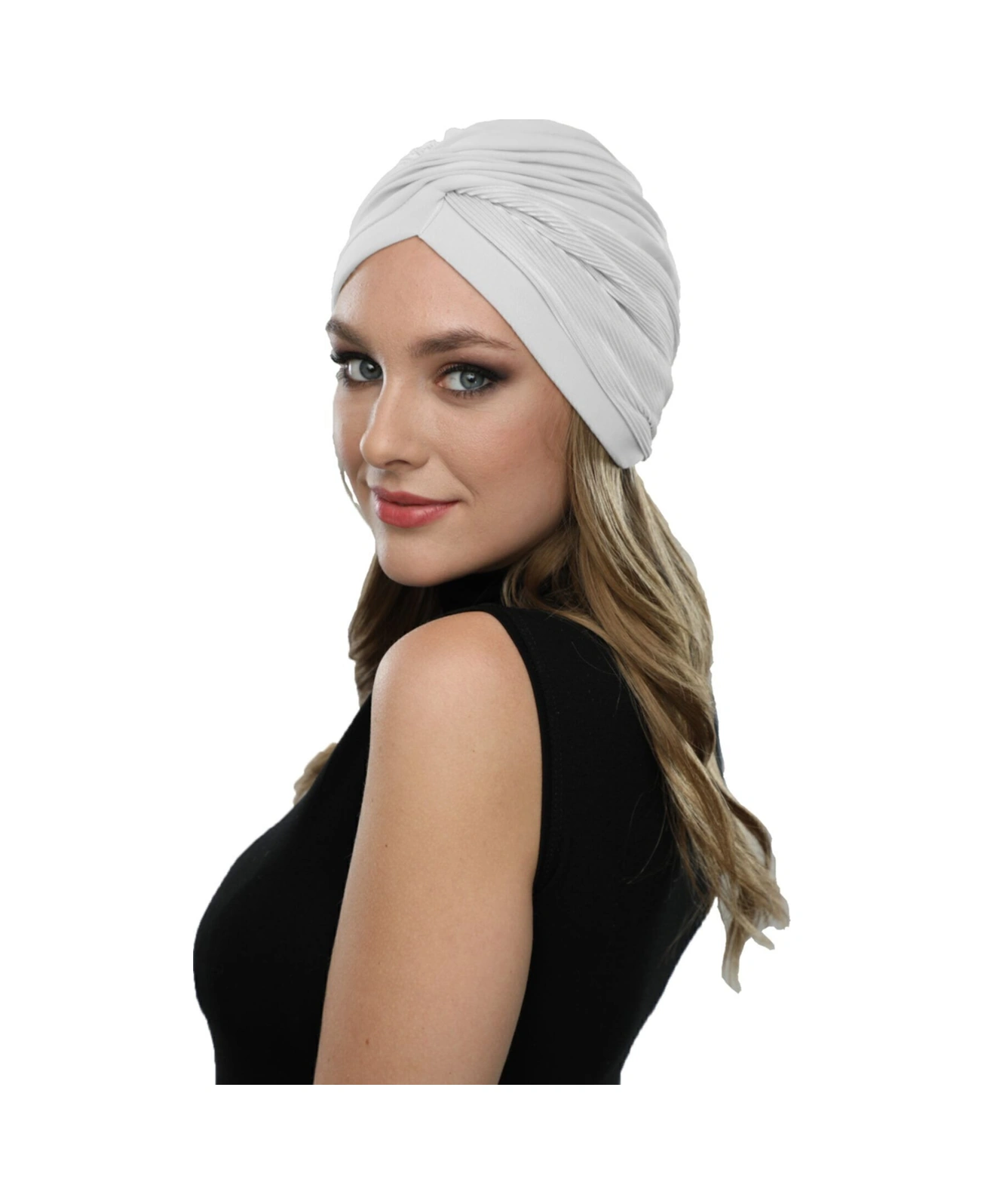 Çapraz Plise Astarlı Hazır Türban Ve Tesettür Bonesi Beyaz