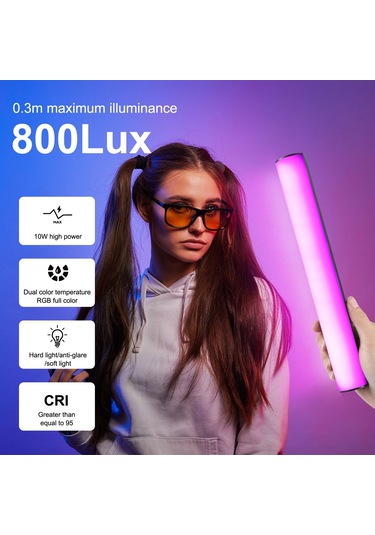 Gajeena Puluz Pu4139 Rgb Işık Çubuğu 32cm - 2500k-9000k Renk Sıcaklığı, 21 Işık Efekti, Pil Dahil, Mıknatıslı Tasarım Siyah