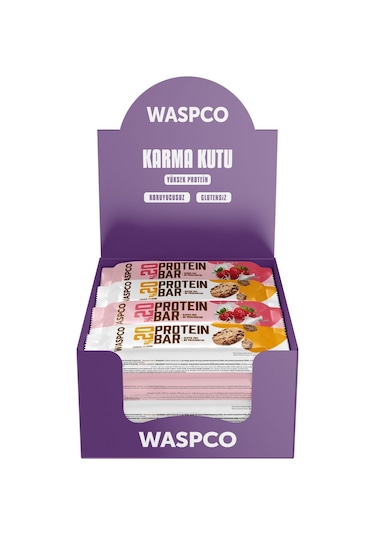 Waspco Protein Bar Karma Kutu 40 G 12 Adet Çilekli Ve Kurabiye Aromalı