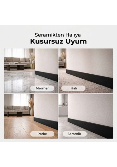 Espumo Kompozit Süpürgelik 10 cm Siyah | Suya Dayanıklı Parke Duvar Süpürgelik 2,40 m ESP406