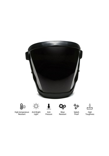 Mufunye Kaynakçı Kullanıma Özel Isı Dayanıklı 120 C Korumalı Yüz Maskesi - Içerisinde Değiştirilebilir Yedek Yastık, Siyah Çerçeve-siyah Lens