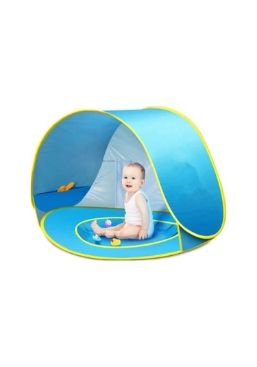 Bebek Havuzlu Plaj Çadırı, 50+ Upf Uv Korumalı Su Geçirmez Çocuk Çadırı Mavi