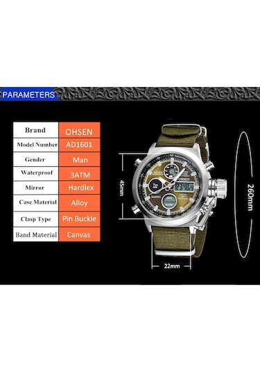 Leezsing Ohsen Erkek Moda Spor Dijital Saatler Su Geçirmez Işıklı Eller Kuvars Kol Saati