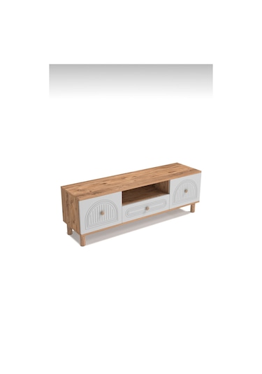 Bohem Tv Ünitesi 150 Cm Çizgili Kapak Kısa Kahverengi
