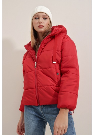 Bigdart 5117 Kapşonlu Şişme Mont - Kırmızı 001