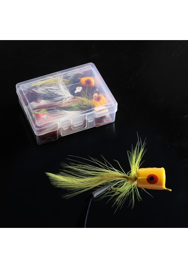Neevoyu "10'lu Yüzey Yem Seti - Sunfish, Alabalık Ve Bass İçin No.8 Kancalı Popper Fly"