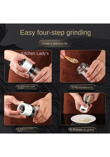 Karabiber Öğütücü Ev Manuel Gül Tuzu Tamamlayıcı Gıda Öğütme Şişesi El Bükülmüş Biber Tozu Şişesi Siyah 1 Adet