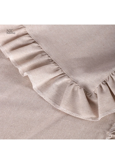 Dnc Home Tekstil Ndchome Fırfırlı Bej Keten Runner Masa Örtüsü Bej